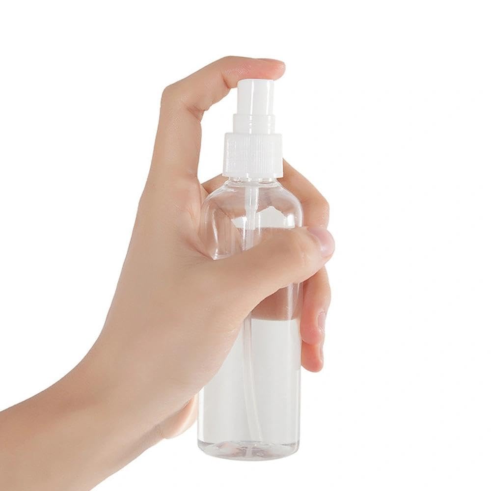 generico Flacone Spray a Nebbia Fina da 100ml, Contenitore Ricaricabile in Plastica Trasparente per Capelli, Piante, Pulizia, Sprayer Portatile per Viaggi