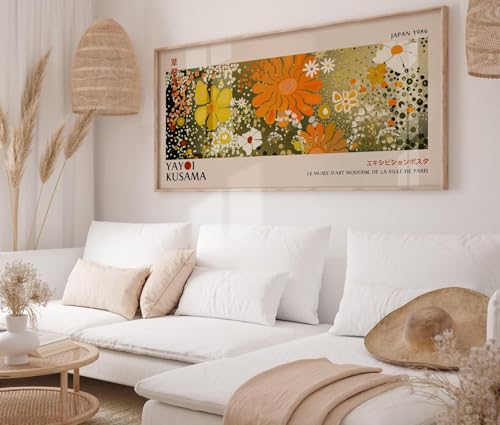 Tableau sur toile japonais Kusama format horizontal 40x80