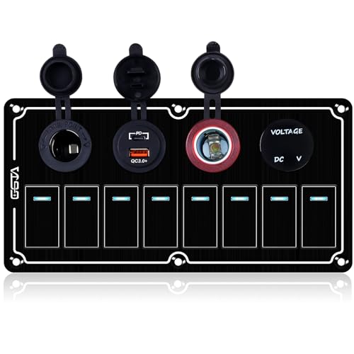 GGTA Marine Switch Panel, 7 Gang Boat Rocker Switch Panel Waterproof? Toggle Switch Panel for Automotive Modification, Off-Road Vehicles, Black