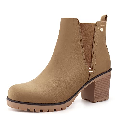 JABASIC Women Suede Ankle Booties Slip On Chelsea Boots (8.5,LT Brown) by JABASIC - Used condition - US$47.49