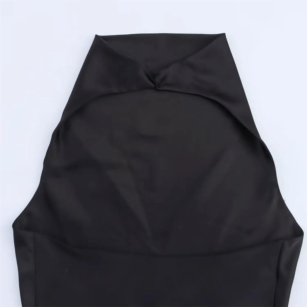 Vestido de fiesta de satén para mujer, sin mangas, sin mangas, ajustado, corto, corto