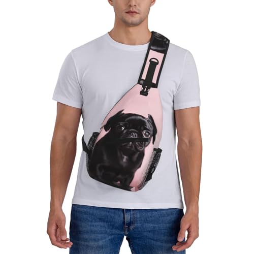 Bolso bandolera negro para hombre y mujer para senderismo miniatura 2