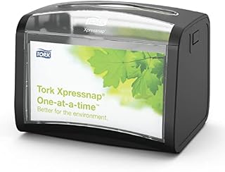 Tork 272611 Xpressnap Tabletop Napkin Dispenser N4 / Paper Dispenser Suitable for N4 Interfold Napkin Refills / Signature Design / Black