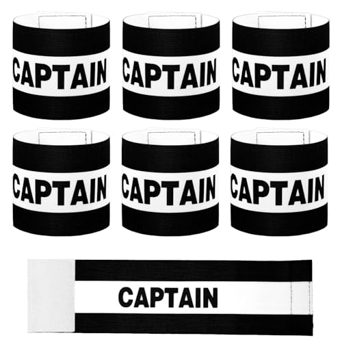 6 PCS Captain Armbands for Soccer Training 8x31 Cm/3.15x12 Inch Black Elastic Soccer Captain Armband Adjustable Leader Armbands Team Sport Arm Band Football Rugby Basketball Player Band for Adult