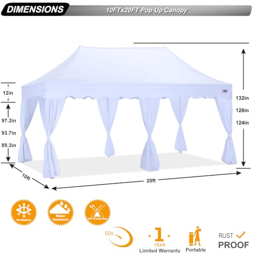 Image of ABCCANOPY Patio Pop Up Canopy Tent with Curtain 10x20 Event-Series (White)