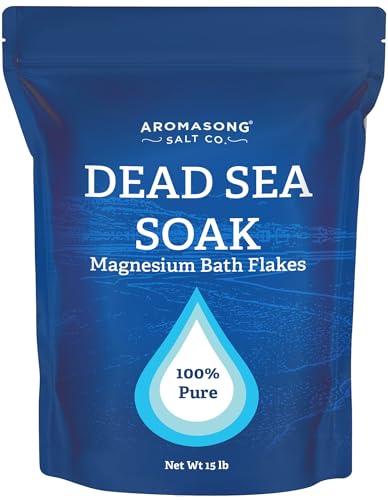 Aromasong Magnesium Flakes, 15lb – Dead Sea Bath & Foot Soak – Superior Alternative to Epsom Salt with 27,360 Mg of Magnesium Per Bath, Bulk Pack