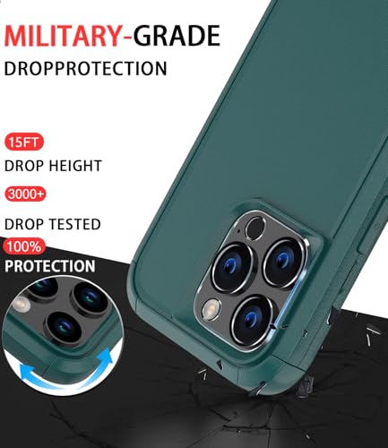 Image of Diverbox for iPhone 16 Pro Max Case [Shockproof] [Dropproof] [Tempered Glass Screen Protector + Camera Protectors] Heavy Duty Protection Phone Case Cover for Apple iPhone 16 Pro Max (Dark Green)