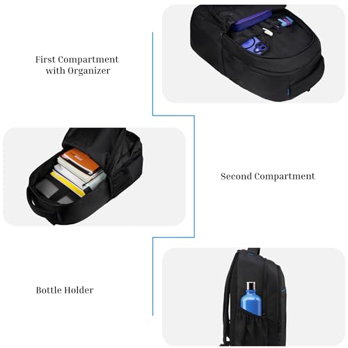 Image of F Gear Titan 32L Black Laptop Backpack for Men & Women | Fits upto 17 Inch Laptop |2 Compartments with Front Organizer & 1 Pocket | Padded Shoulder Straps & Air-Mesh Back Panel | 1 Year Warranty