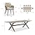 PURPLE LEAF 12' x 16' Outdoor Hardtop Gazebo with 11 Pieces Outdoor Dining Set, Champagne Aluminum Gazebo with Galvanized Steel Double Roof, Curtains and Netting for Patio Lawn and Garden