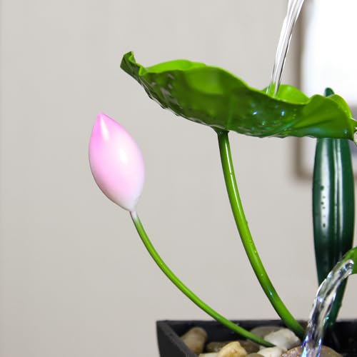 YOQUATE Water Fountain Indoor Waterfall Fountain 3-Tier Tabletop Fountain Lotus Desk Fountain Relaxation Home Decor Including Lots of Rocks and Soothing Sound Machine
