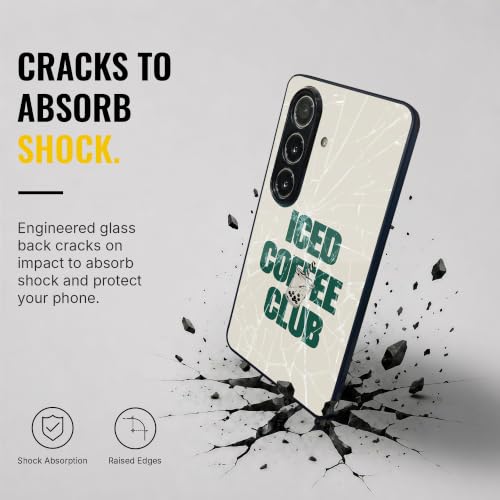 Image of Stylish Designer Glass Case Compatible with Samsung Galaxy S23 FE 5G Back Cover for Women & Girls | Beige Iced Coffee Club, Glossy & Scratch-Resistant Finish