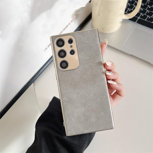 Coque Samsung S23 Ultra en cuir mat de luxe et protection gris