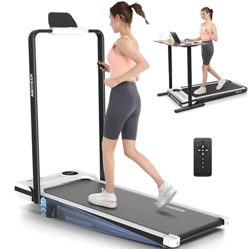 Image of Foldable Treadmill with Incline-Walking Pad with Handle Bar-Portable Walking Pad Treadmill 350+ lb Capacity-Under Desk Treadmills, 4 in 1 Running Machine LED Display /Dual Control