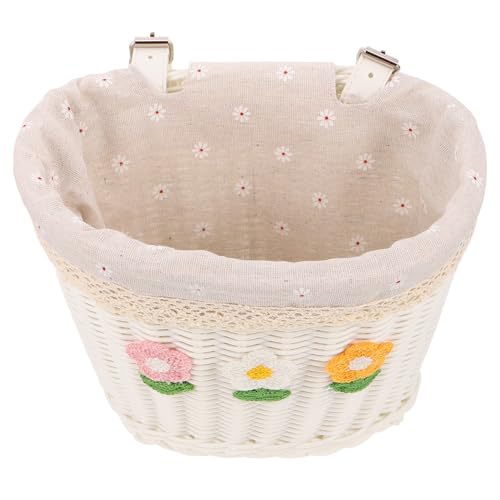 Mikinona 用自転車前かご レトロ?藤編み 大容量収納 おもちゃや飲料対応 スクーター三輪車適合 簡単取付け キッズバイクアクセサリー