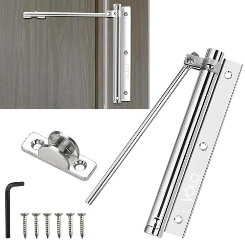 Image of VOLO Pack of 1 Spring Based Door Closer - Automatic Self Closing Stainless Steel Door Closer for Aluminium and PVC Doors up to 30 kg | Silver