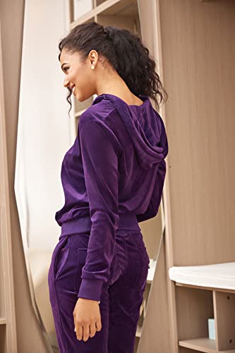 Image of Velour Tracksuit Womens 2 Pieces Joggers Outfits Jogging Sweatsuits Set Soft Sports Sweat Suits Pants