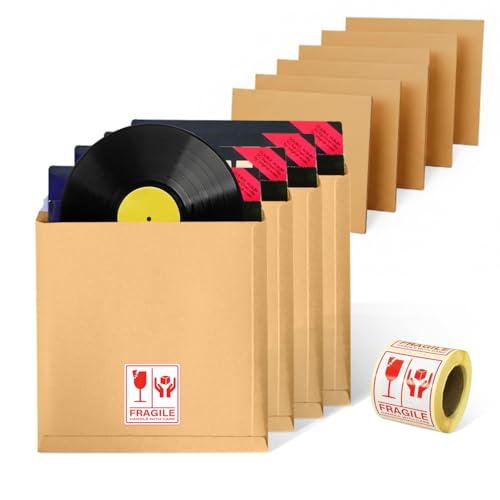 12 Inch Vinyl Record Mailers Postage Packaging LP Record Mailers + Cardboard Stiffener for Secure Shipping (Pack of 10)