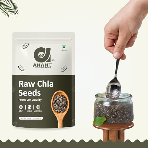 Image of Anant Organics Quality Chia Seeds | Rich in Protein, Fiber & Omega-3 | Raw & Unroasted Superfood | Gluten Free | 100% Natural | Vegan (500g)