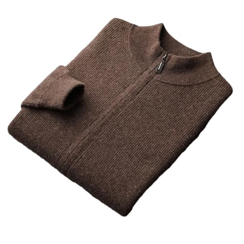 Men's Solid Wool Stand Collar Thickened Cardigan Cashmere Sweater Knitted Large Size Tops