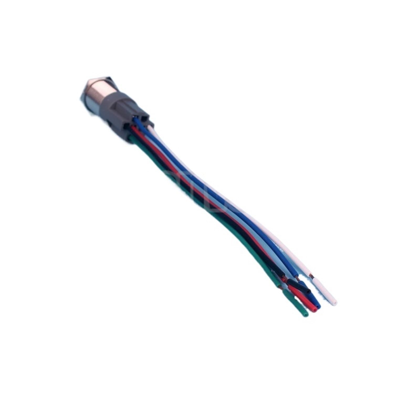 16 mm pierścień LED podświetlany IP67 ON-OFF zatrzaskowy metalowy przełącznik przyciskowy z wiązką przewodów 150 mm IDGTTLDF (12 V biała dioda LED, 36 V)