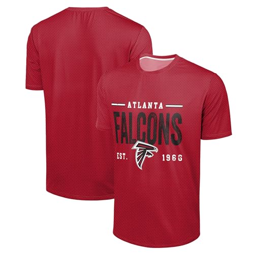 FOCO NFL Men's Officially Licensed Football Team Logo Wordmark Distressed Performance Team Color Crewneck T-Shirt - Atlanta Falcons - Red - (XX-Large)