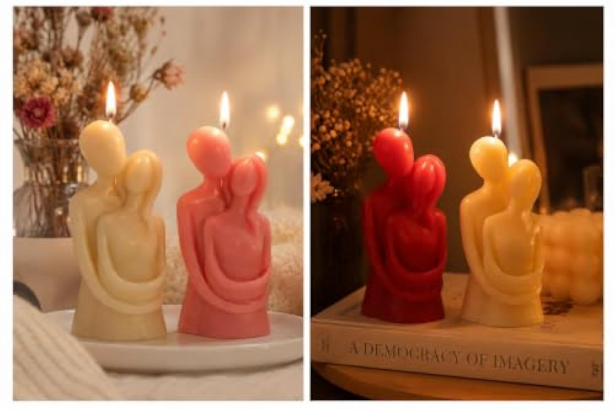 Love Couple Decorative Candle Gift, Red Colour