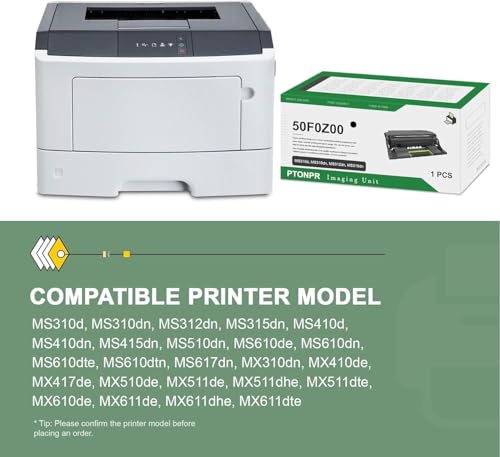 50F0Z00 Imaging Unit Toner(1-Pack, Black) - Compatible 500Z 50F0Z00 Drum Unit Replacement for Lexmark MS310d MS310dn MX310dn MS410dn MS415dn MX410de MX417de Printer by PTONPR - Image 2