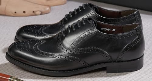 Santimon Mens Oxfords Formal Dress Suit Shoes Genunie Leather Wingtip Brogues Modern Shoes Men's Fashion Prom Wedding Business Casual Luxury Derby Comfortable Tuxedo Shoes for Men3
