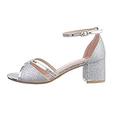 designer sandalen sale  Ital Design Damenschuhe Sandalen & Sandaletten High-Heel Sandaletten, CIC-80-, Kunstleder, Silber, Gr. 38