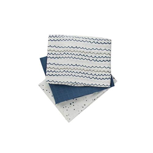 Misura: 70 x 70 cm 8,7 x 8,7 Popolini Cotone Sciarpe di Garza 3er Pacco 70x70 CM - Starry Mare