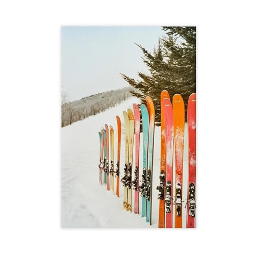 Poster ski toile 60x90 cm pour déco chambre et chalet