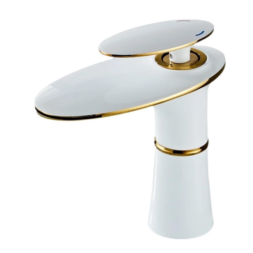 Robinet de lavabo cascade eau chaude et froide en laiton blanc GLY-5150