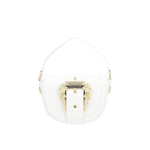 Versace Jeans COUTURE WHITE CROSSBODY MINIBAG WITH GOLD BAROQUE LOGO BUCKLE AND ADJUSTABLE SHOULDER STRAP 74VA4BF2ZS413