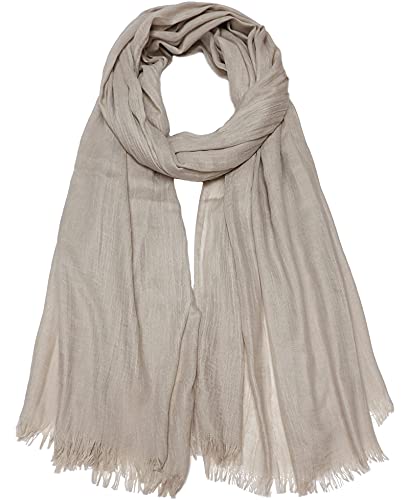 Damen Sommer Schals Baumwolle Leichte Große Lange Gaze Damenschal Eleganter Plain Tücher 75”×43”,Hell Khaki