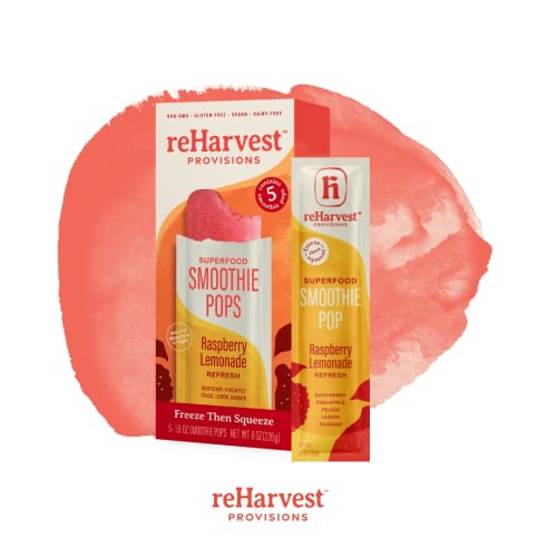 Re-Harvest Provisions Smoothie Pops | Raspberry Lemonade 10 Pack | Frozen Fruit + Vegetables + Superfoods | Dairy-Free, Vegan, Gluten-Free, No Sugar Added | Eco-Friendly And Zero Waste | 1.6Oz Each #TOP7