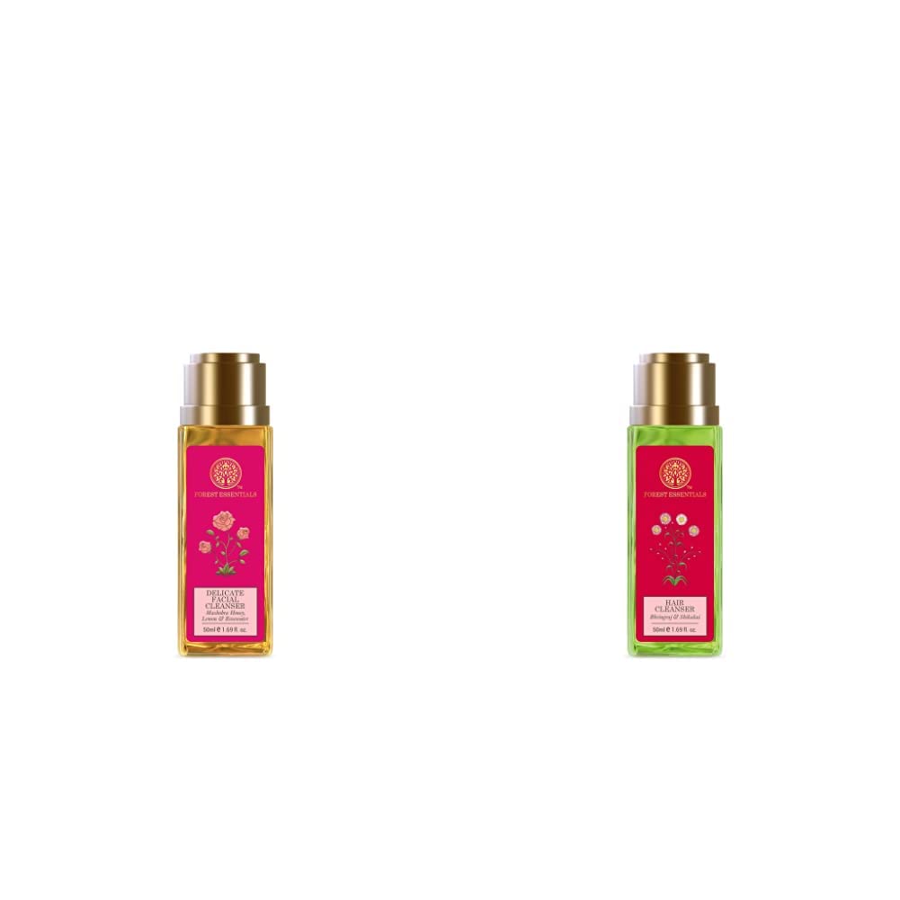 Forest Essentials Travel Size Facial Cleanser Rosewater, Honey Lemon, 50ml & Forest Essentials Hair Cleanser Bhringraj and Shikakai, 50ml-image-27