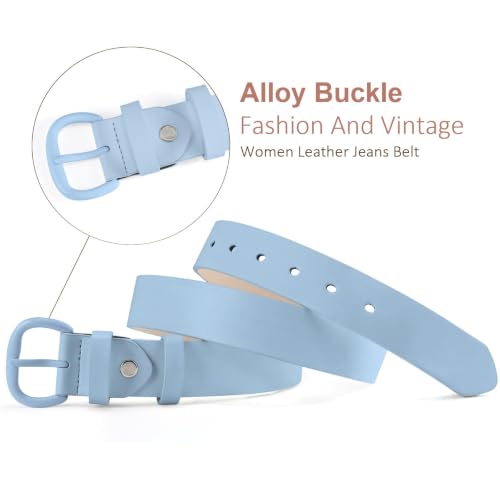 Image of WHIPPY Women Leather Belt for Jeans Pants Dresses Black Ladies Waist Belt with Pin Buckle