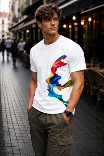 Image of INKKR Regular Fit Half Sleeves Round Neck Typographic Printed Cotton T-Shirt