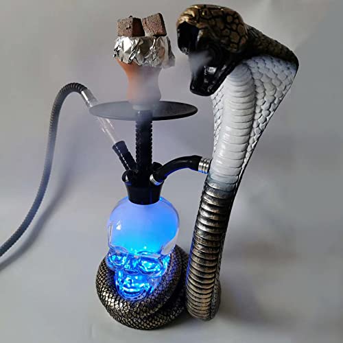 chenmu Schlange und Schädel Statuen Dekorationen Hookah Shisha Set mit LED Licht Shisha, 4 Schlauch, Kohlezange, Hookah… – Bild 3