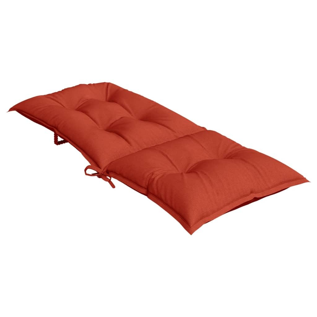 Lot de 2 coussins à dossier haut - Rouge mélangé - 120 x 50 x 7 cm - Tissu polyester - Avec lacets antidérapants - Pour meubles de jardin et chaises à dossier haut - Confort d'assise