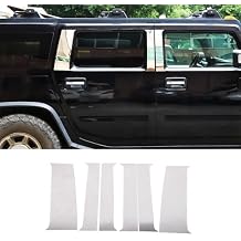 PIUGILH Bright Silver B Pillar Trim Cover Compatible with Hummer H2 2003-2009 Accessories, 4 Door Center Window Pillar Post Panel Covers, 6Pcs