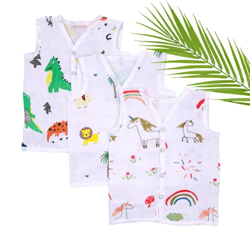 Image of 100% Cotton Muslin Button Jabla | White Jhabla | for Boys & Girls | Summerwear Jabala | Sleeveless Vest | Baby Products