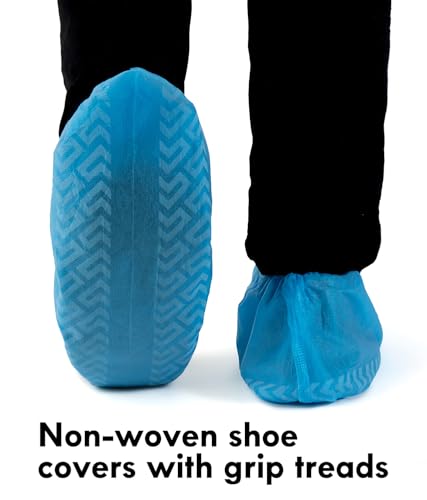 Image of Shoe Covers Disposable for Indoor - 100 Pack Blue Boot Covers, Disposable Shoe Covers Non-slip, Booties for Shoe Covers Fits Up To 11 US Men and 12 US Women, Non-Woven Fabric