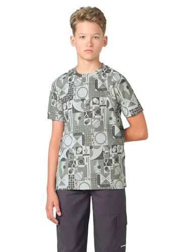 Image of TECHNOSPORT Boys Jacquard Round Neck Slim Fit Sports T Shirt MATPIQ UPF50+ Polyester Regular Sleeve Tshirt for Boys School Outdoor Play Sports Casual
