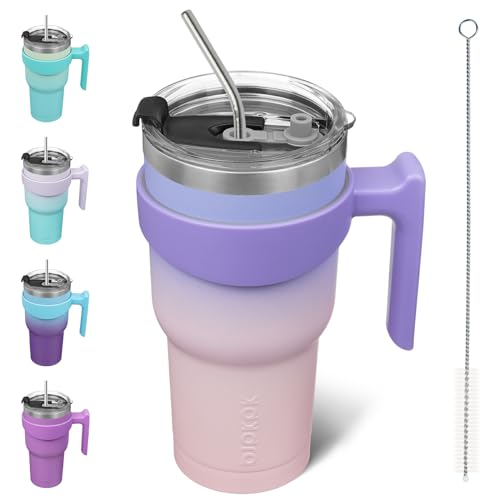 Image of BJPKPK 30 oz Tumbler with Handle & Straw, Insulated Stainless Steel Mug