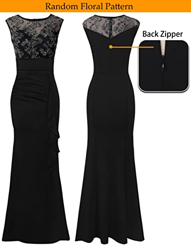 Image of VFSHOW Womens Formal Ruched Ruffles Evening Prom Wedding Party Maxi Dress