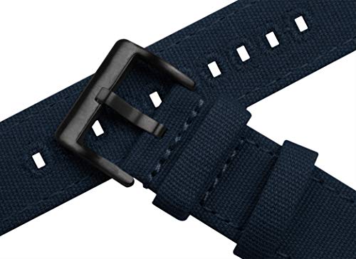 Image of 22mm Navy Blue - BARTON Canvas Quick Release Watch Band Straps - Choose Color & Width - 18mm, 20mm, or 22mm - Black PVD Buckle