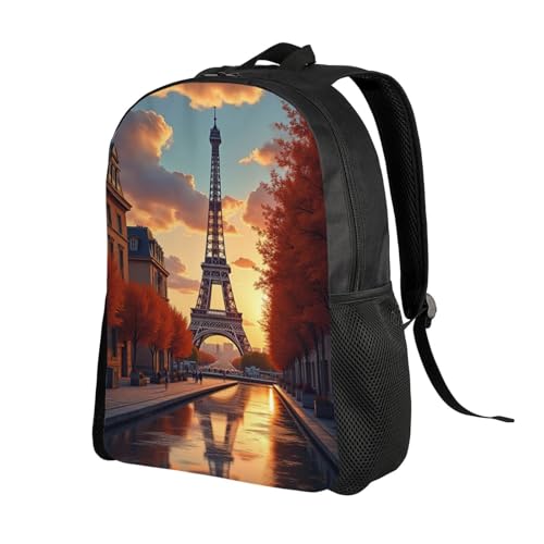 Comfort Fit Unisex Painting of The Eiffel Tower Paris During Autumn Backpack Durable Daily Commute Travel Adventures 16 in2
