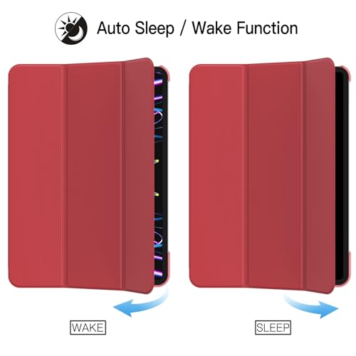 Image of JETech Cover Case for iPad Pro 11-Inch, 2022 /2021 /2020 /2018 Model (4th /3rd /2nd /1st Generation), Compatible with Pencil, Cover Auto Wake /Sleep (Red)