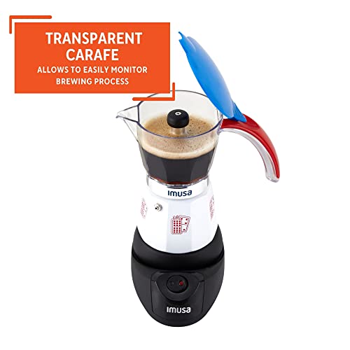 Image of Imusa Special Edition Electric Cuba /Domino themed Espresso Maker, 3 or 6 Cups, White, Red, Blue